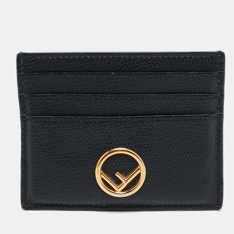 Fendi F Is Fendi Black Leather Card Holder